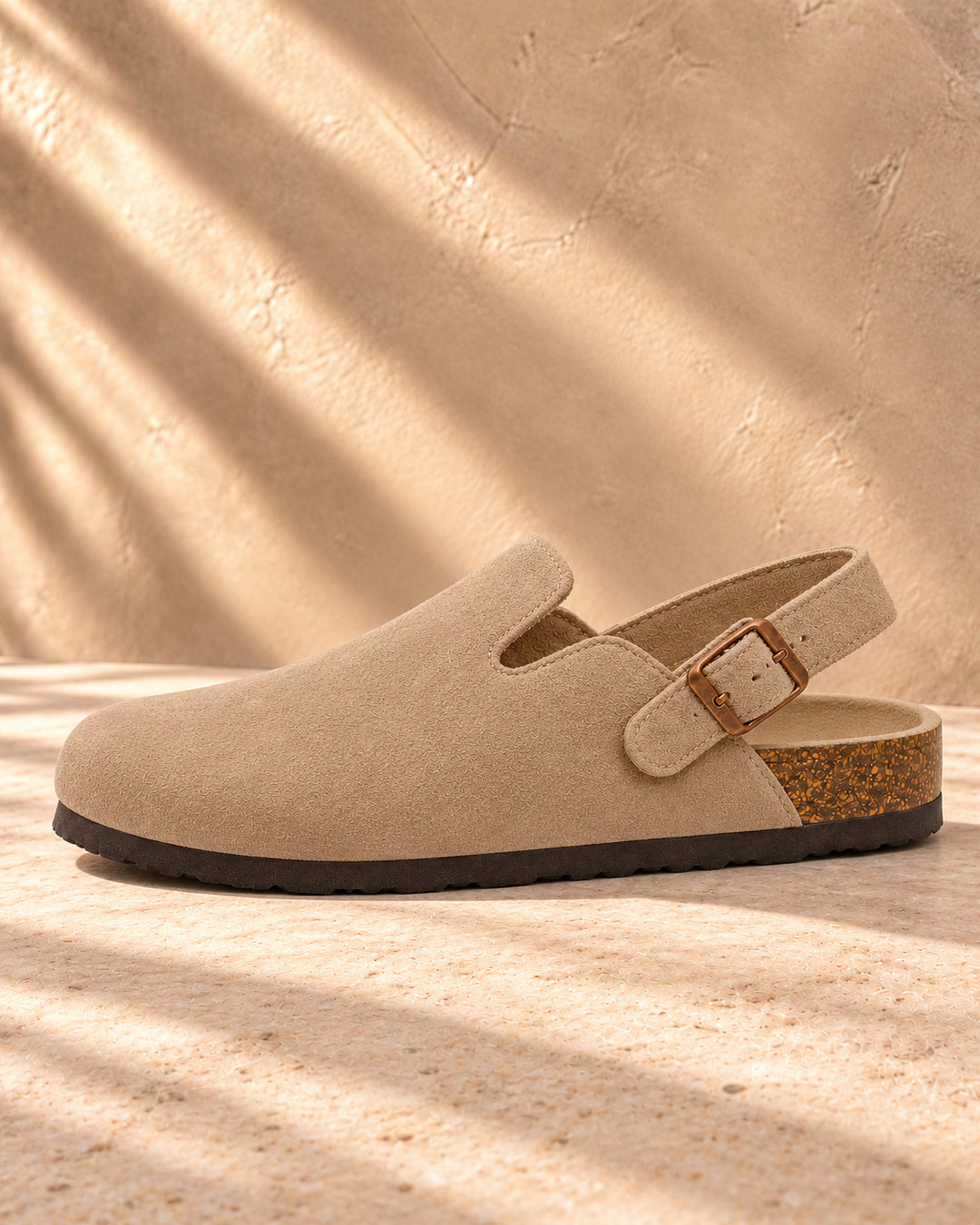 Sabina Suede Backstrap Clogs - Taupe