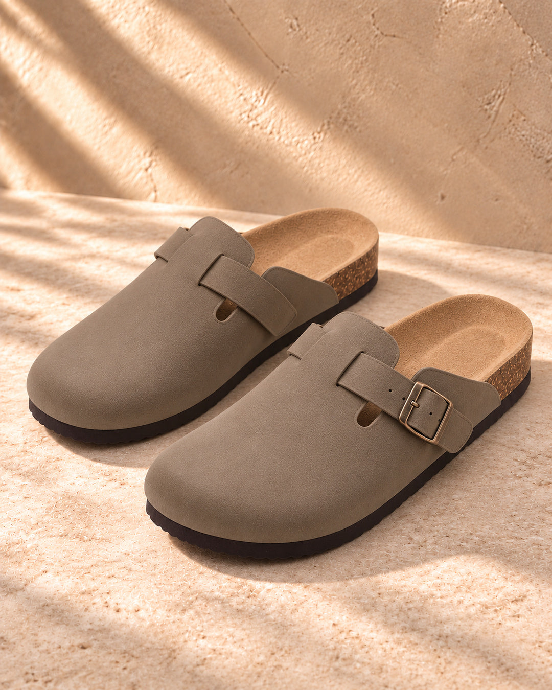 Vivienne Faux-Leather Buckle Clogs - Brown
