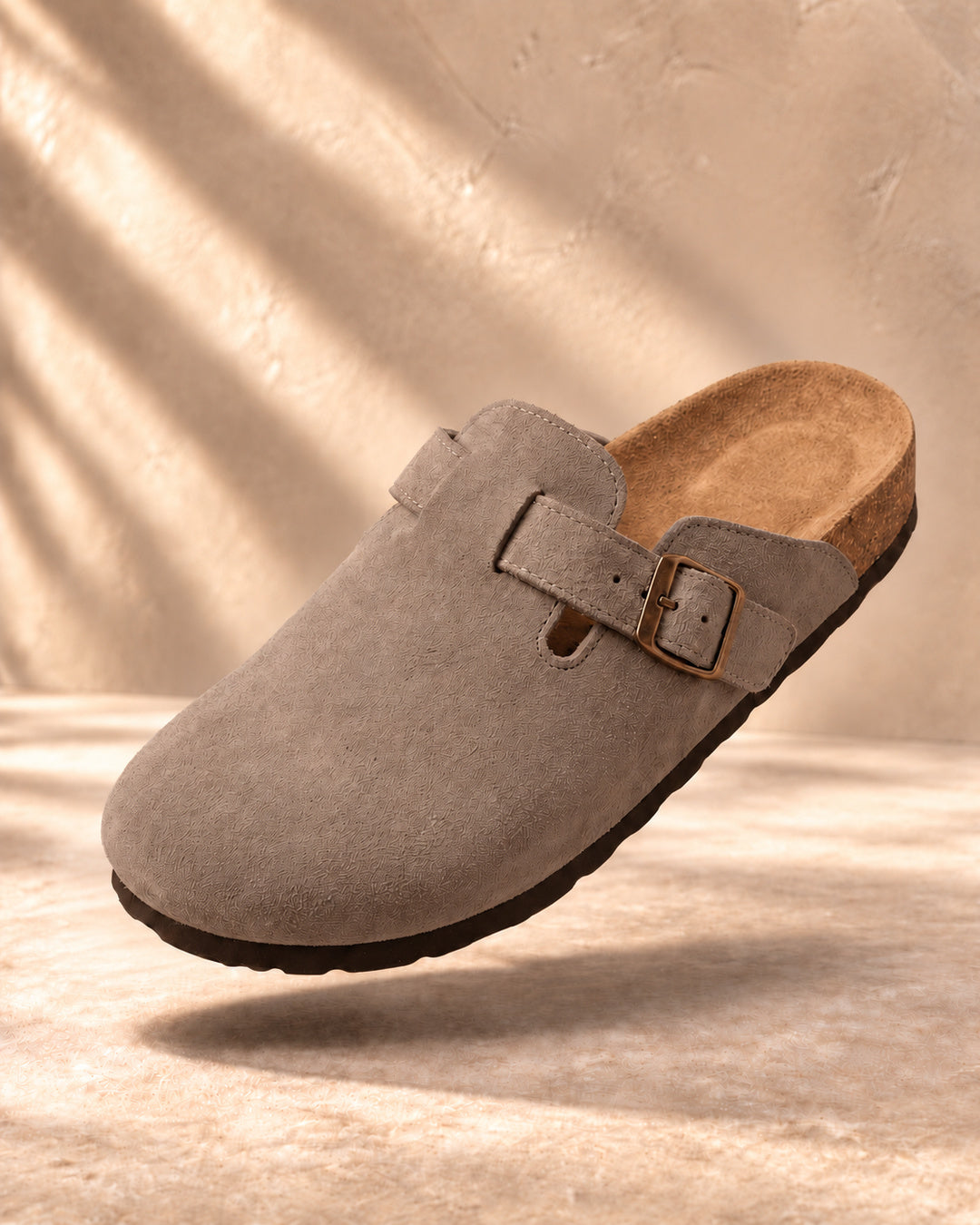 Clara Suede Buckle Clogs - Coffee