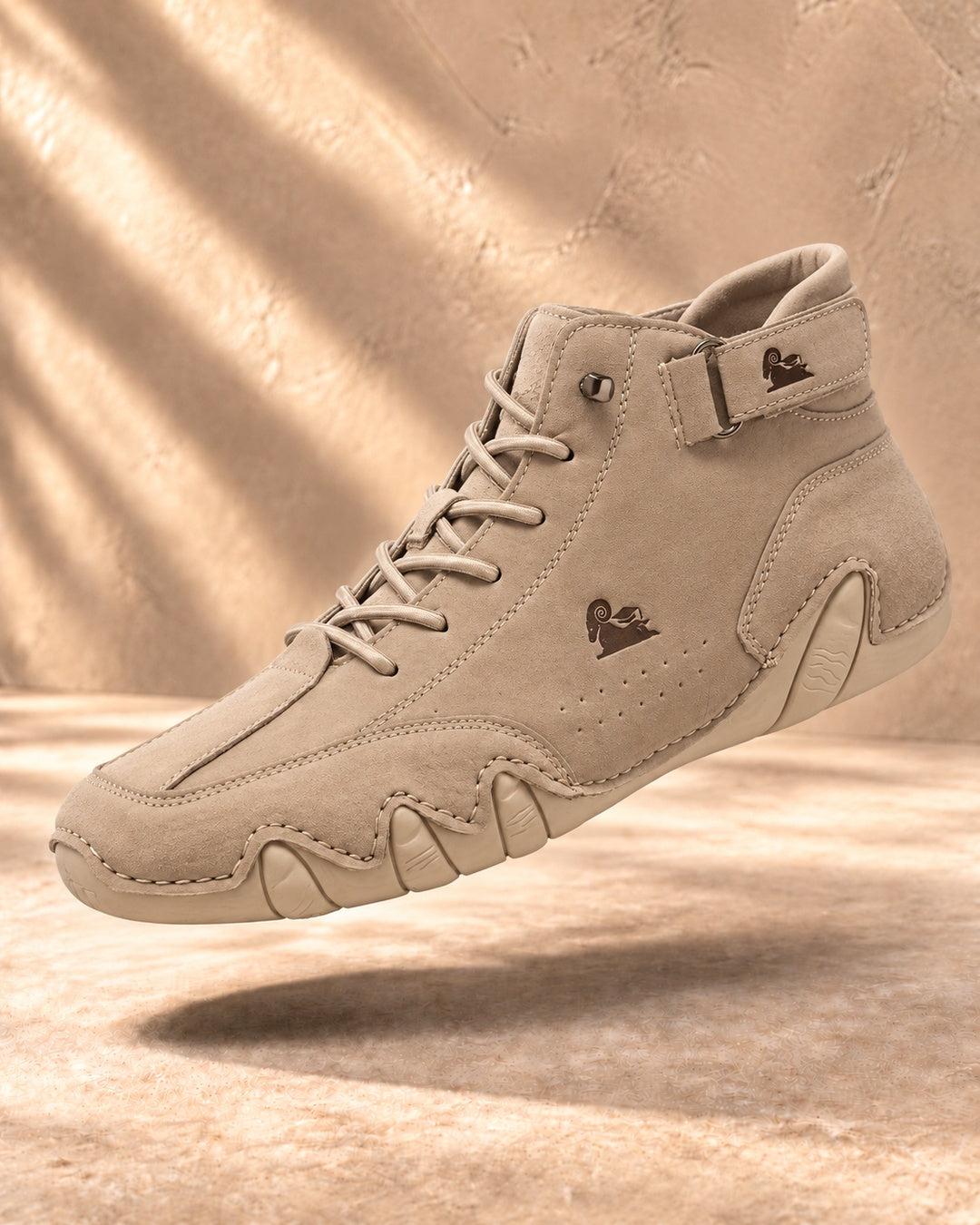 Arden Faux-Leather Lace-Up Ankle Boots - Beige