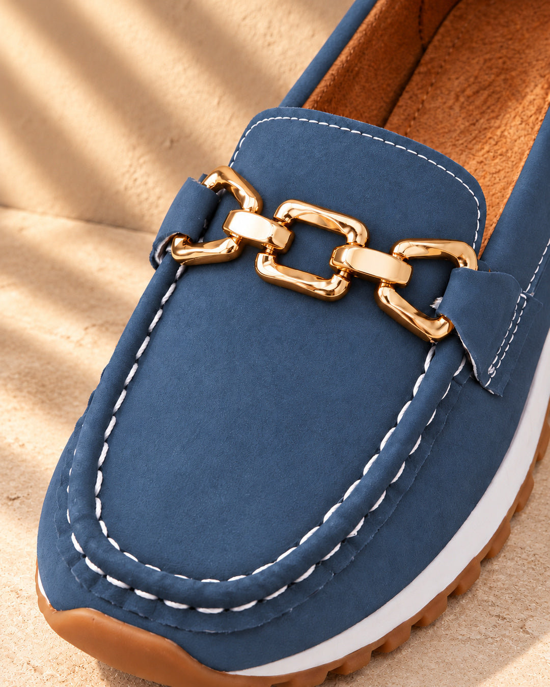 Eleanor Chain-Detail Loafers - Blue