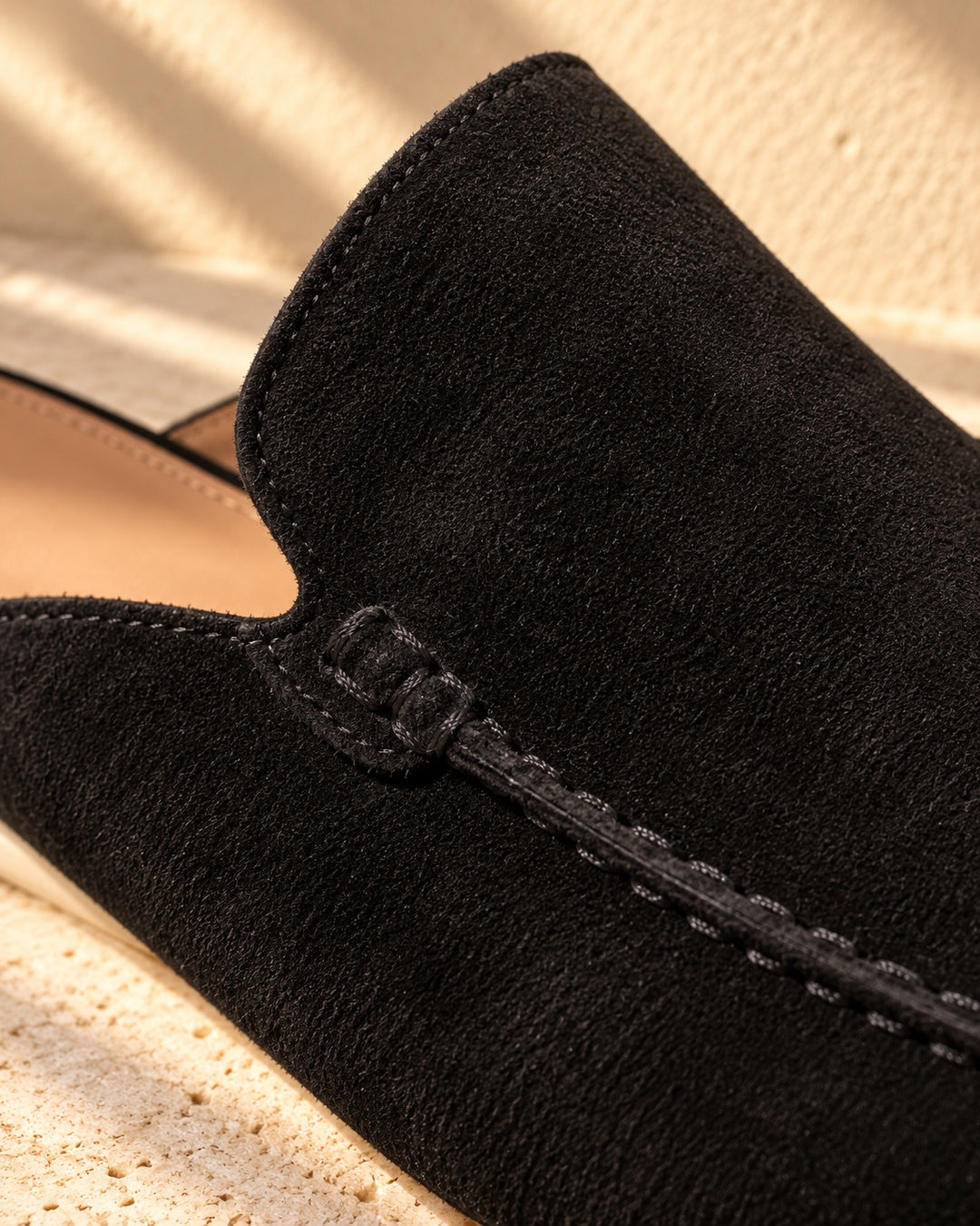 Riley Black Suede Mule Loafers - Black
