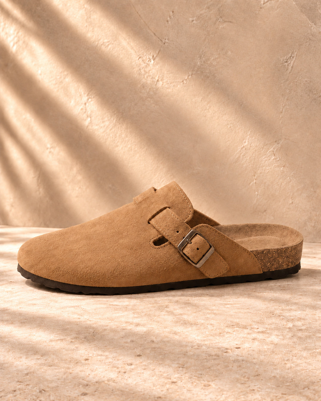 Clara Suede Buckle Clogs - Brown