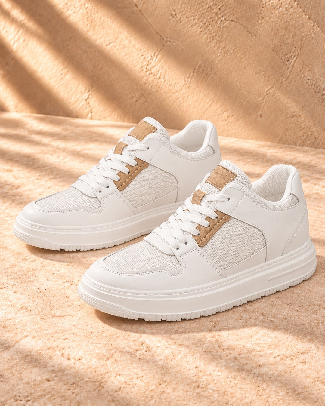 Emerson Mesh Hidden-Lift Sneakers - White