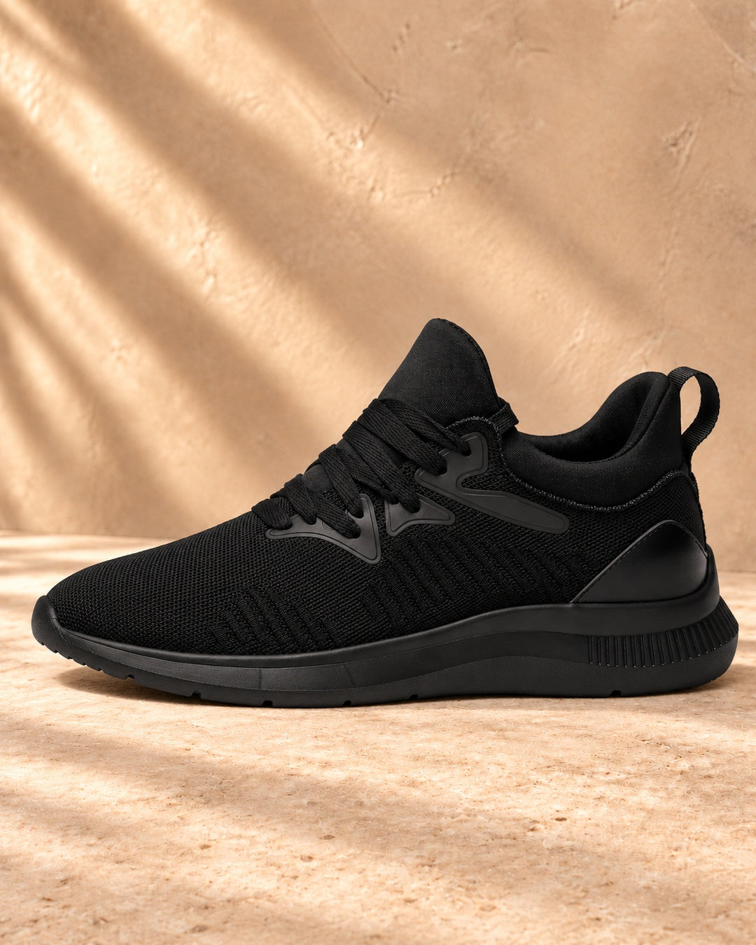 Devon Hidden-Lift Knit Sneakers - Black