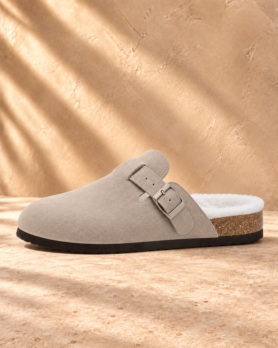 Celeste Faux-Fur-Lined Suede Clogs - Gray