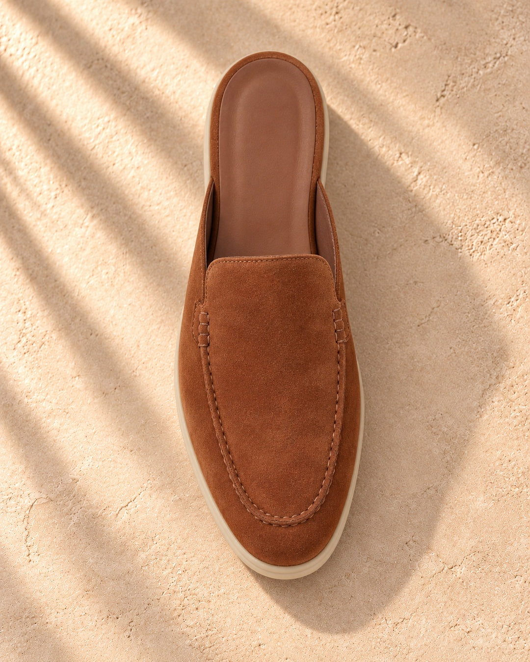Sage Cognac Suede Mule Loafers - Cognac