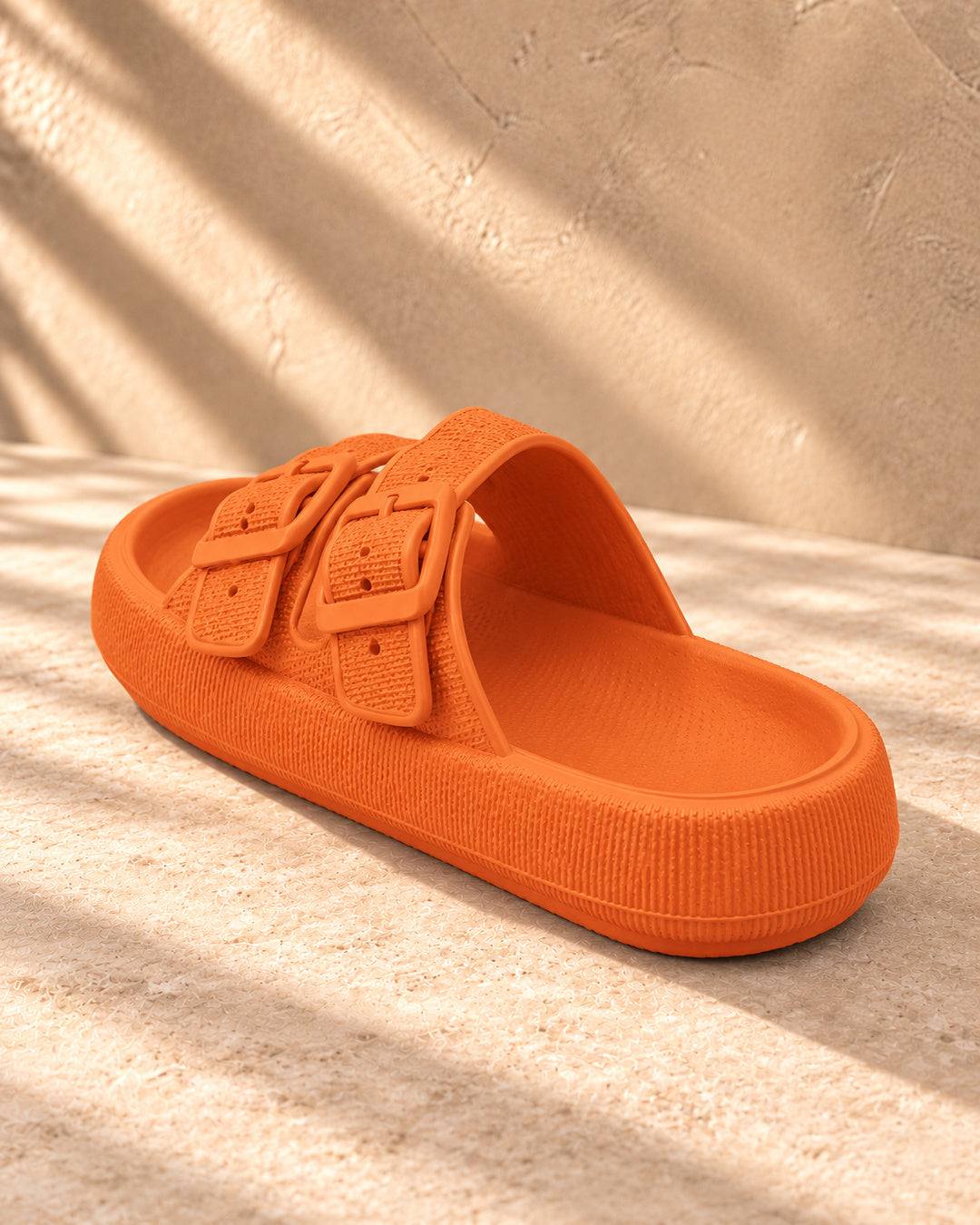 Lucille Cushioned Double-Buckle Sandals - Orange