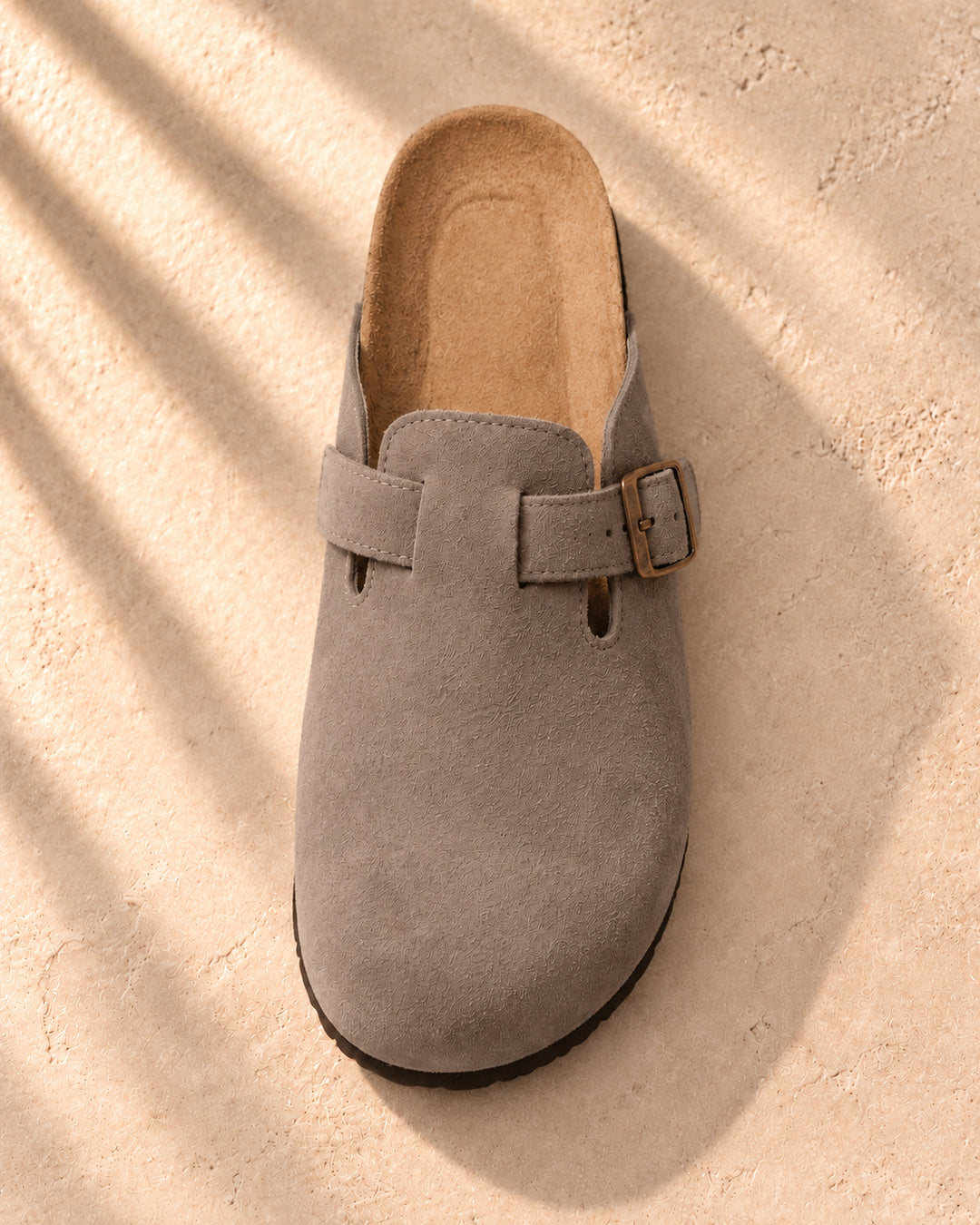 Clara Suede Buckle Clogs - Coffee