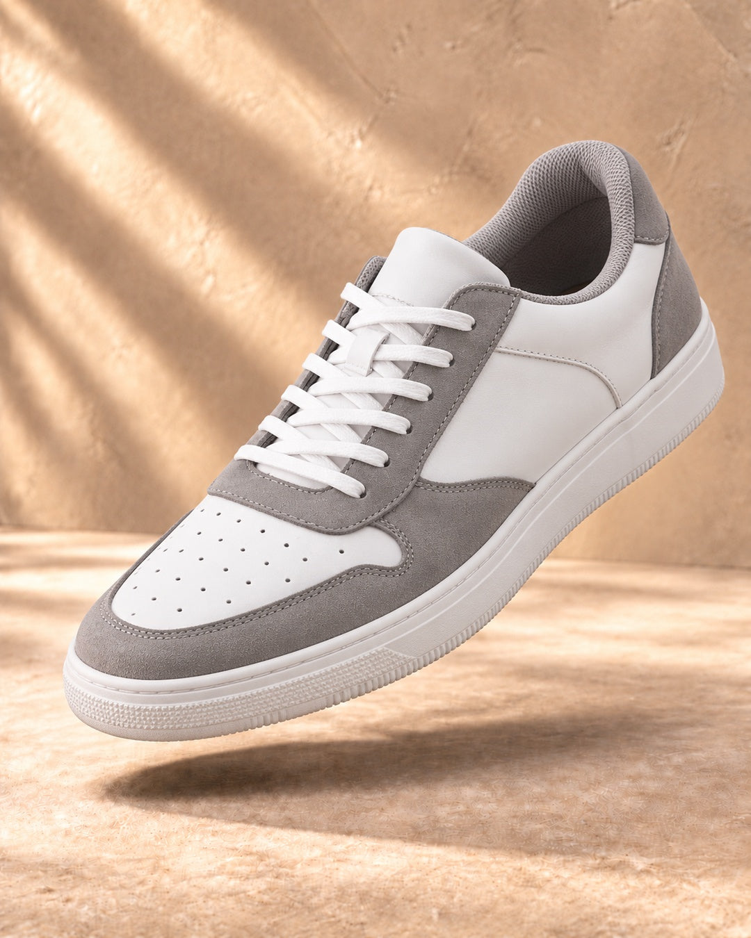 Blake Hidden-Lift Court Sneakers - White & Gray
