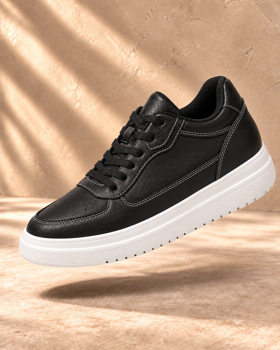 Blake Hidden-Lift Court Sneakers - Black