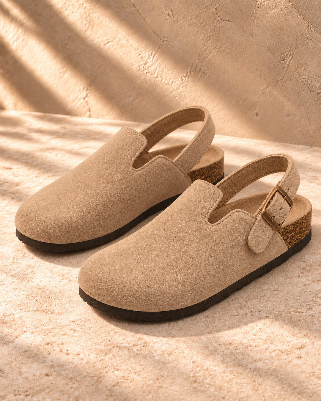 Sabina Suede Backstrap Clogs - Coffee