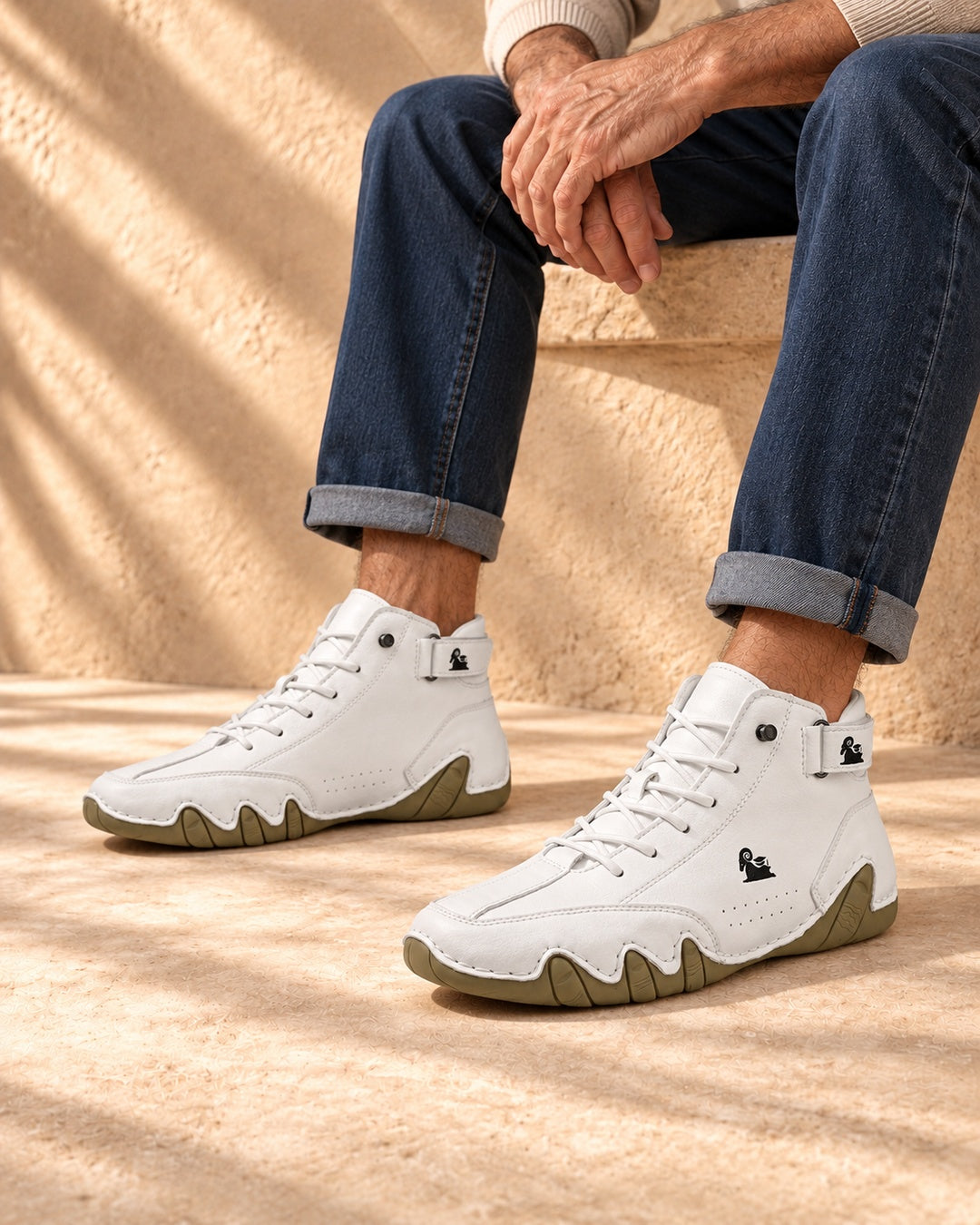 Arden Faux-Leather Lace-Up Ankle Boots - White