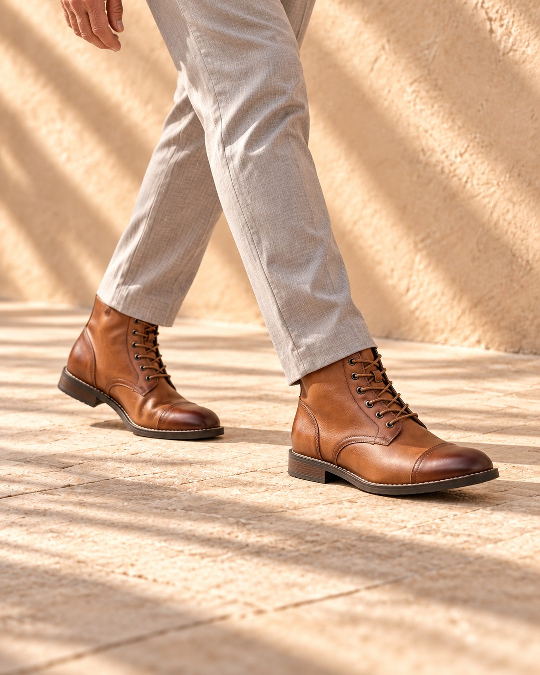 Quinn Cap-Toe Hidden-Lift Lace-Up Boots - Light Brown