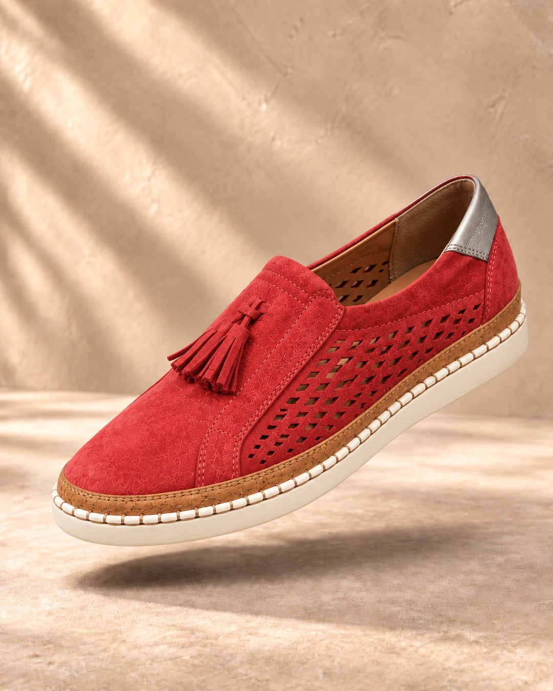 Christine Orthopedic Perforated Loafers - Red