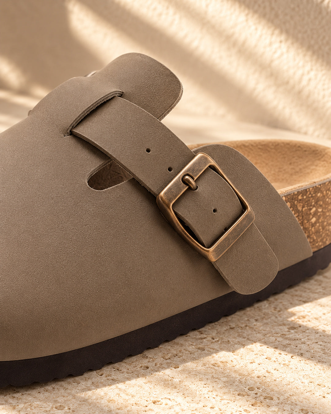 Vivienne Faux-Leather Buckle Clogs - Brown