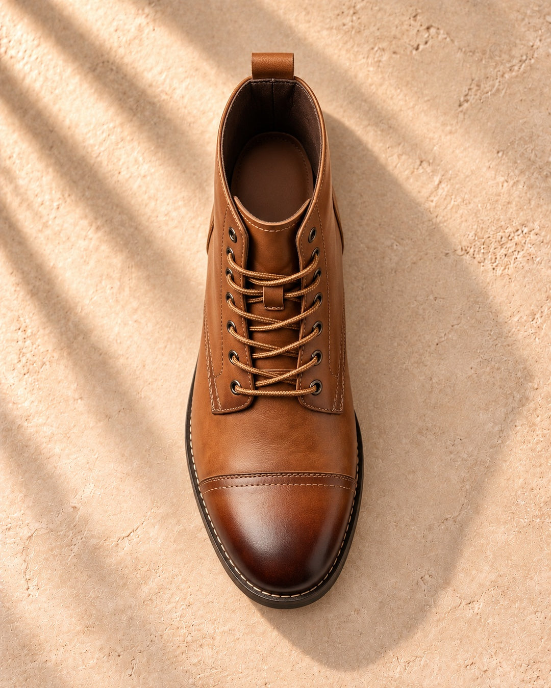 Quinn Cap-Toe Hidden-Lift Lace-Up Boots - Light Brown