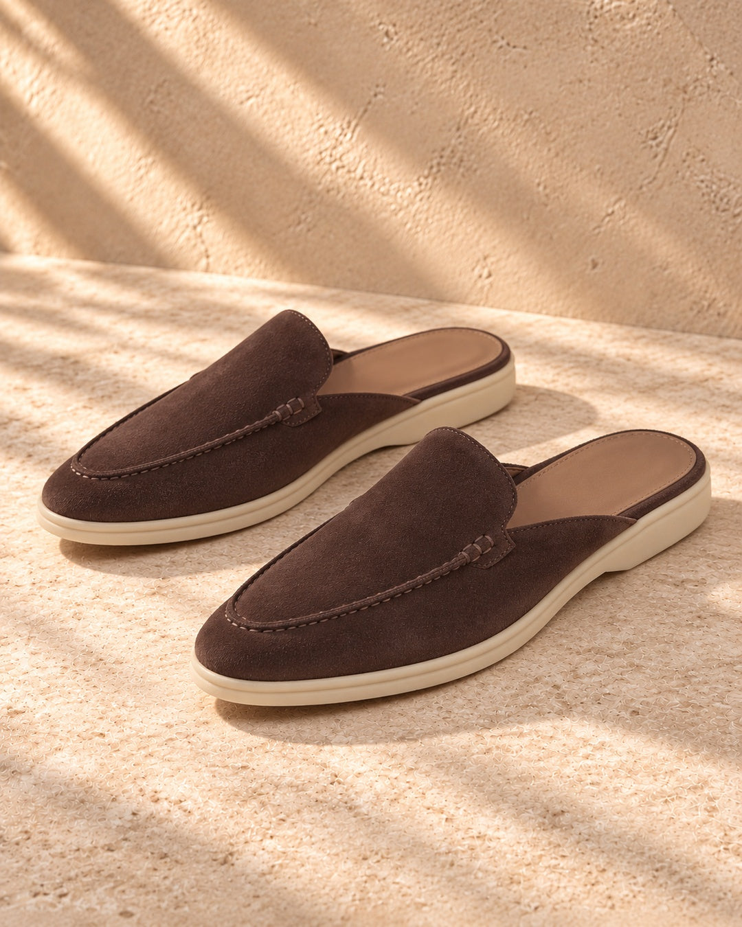 Avery Brown Suede Mule Loafers - Brown