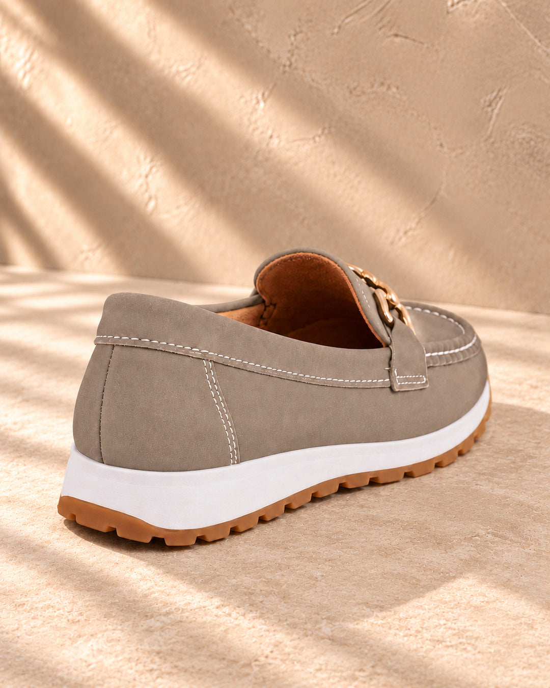 Eleanor Chain-Detail Loafers - Gray