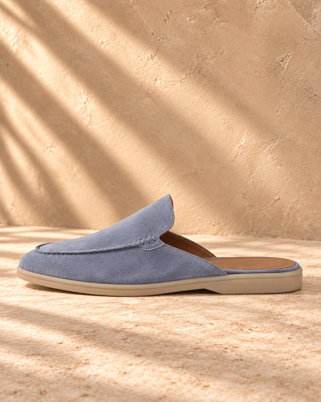 Taylor Light Blue Suede Mule Loafers - Light Blue