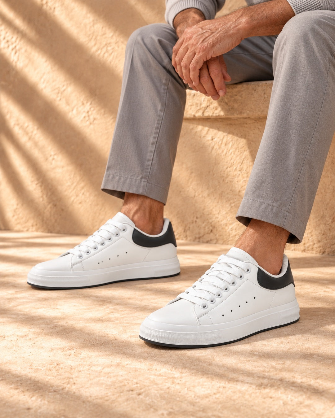 Skyler Hidden-Lift Low-Top Sneakers - White