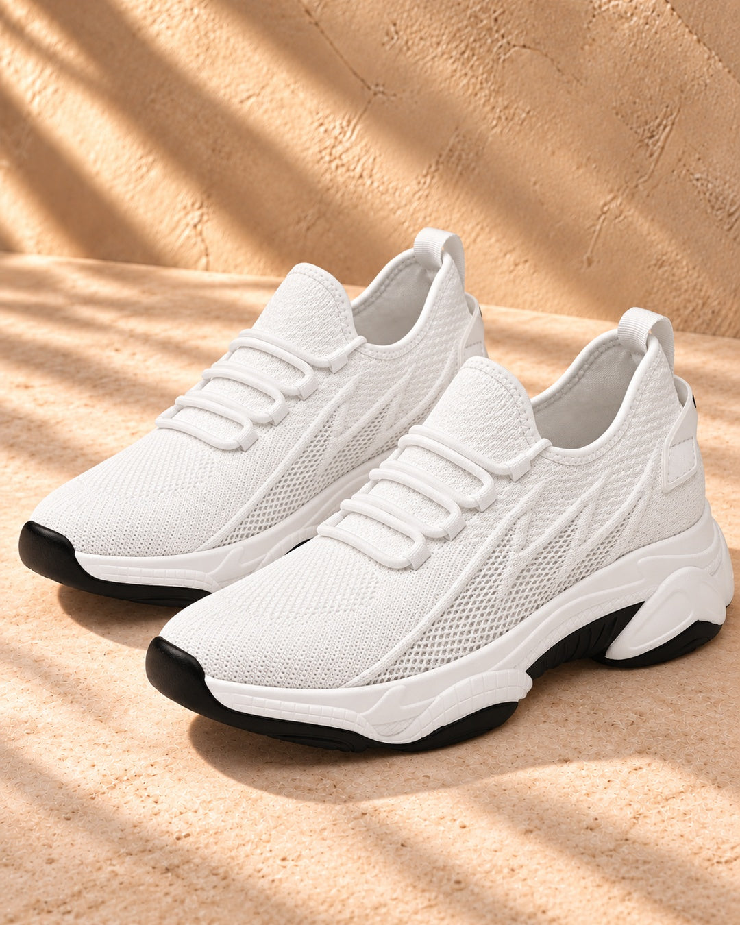 Parker Hidden-Lift Knit Sneakers - White