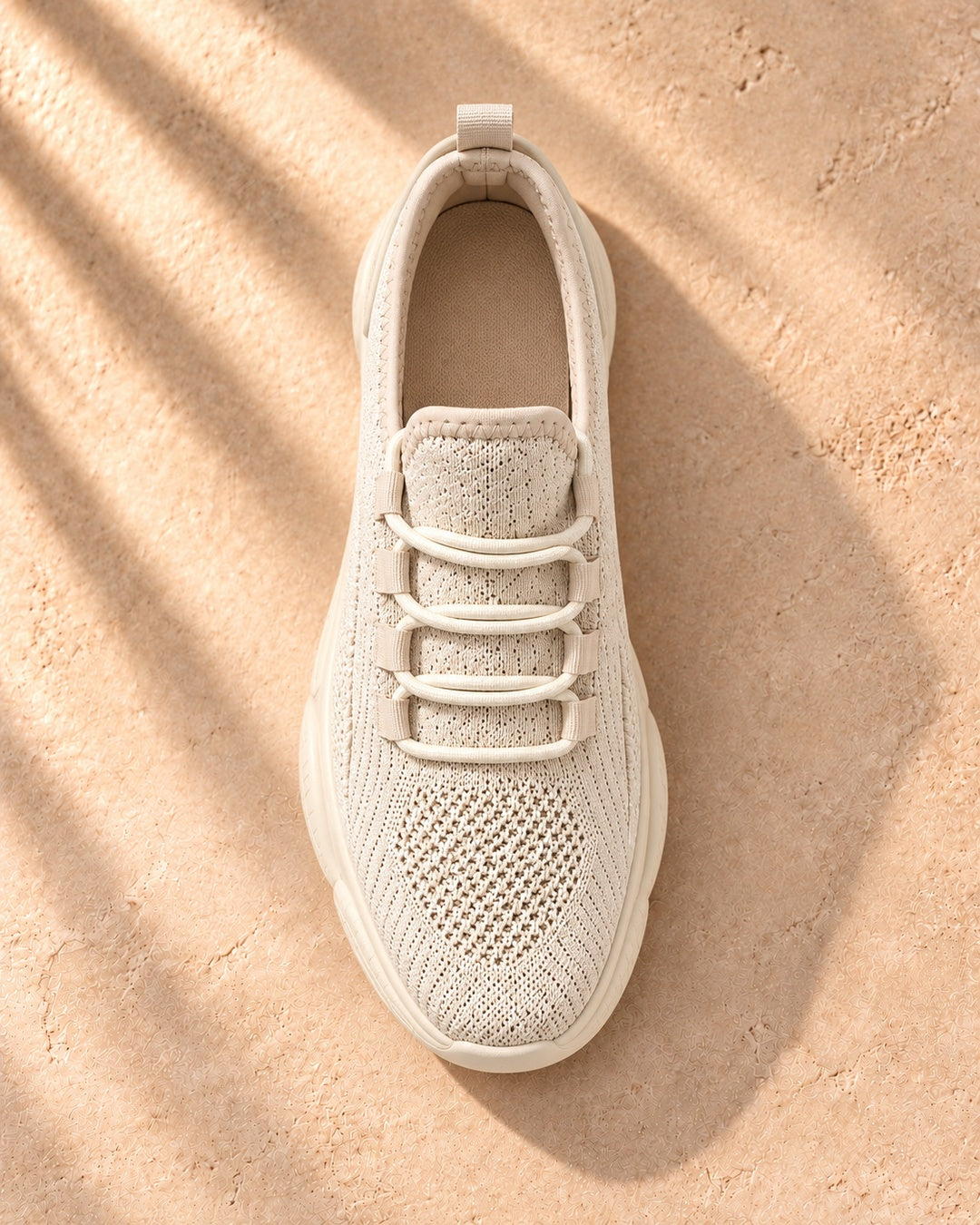 Parker Hidden-Lift Knit Sneakers - Beige