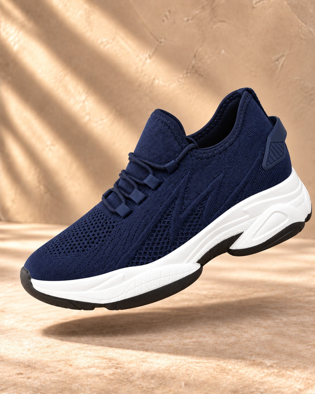 Parker Hidden-Lift Knit Sneakers - Navy Blue