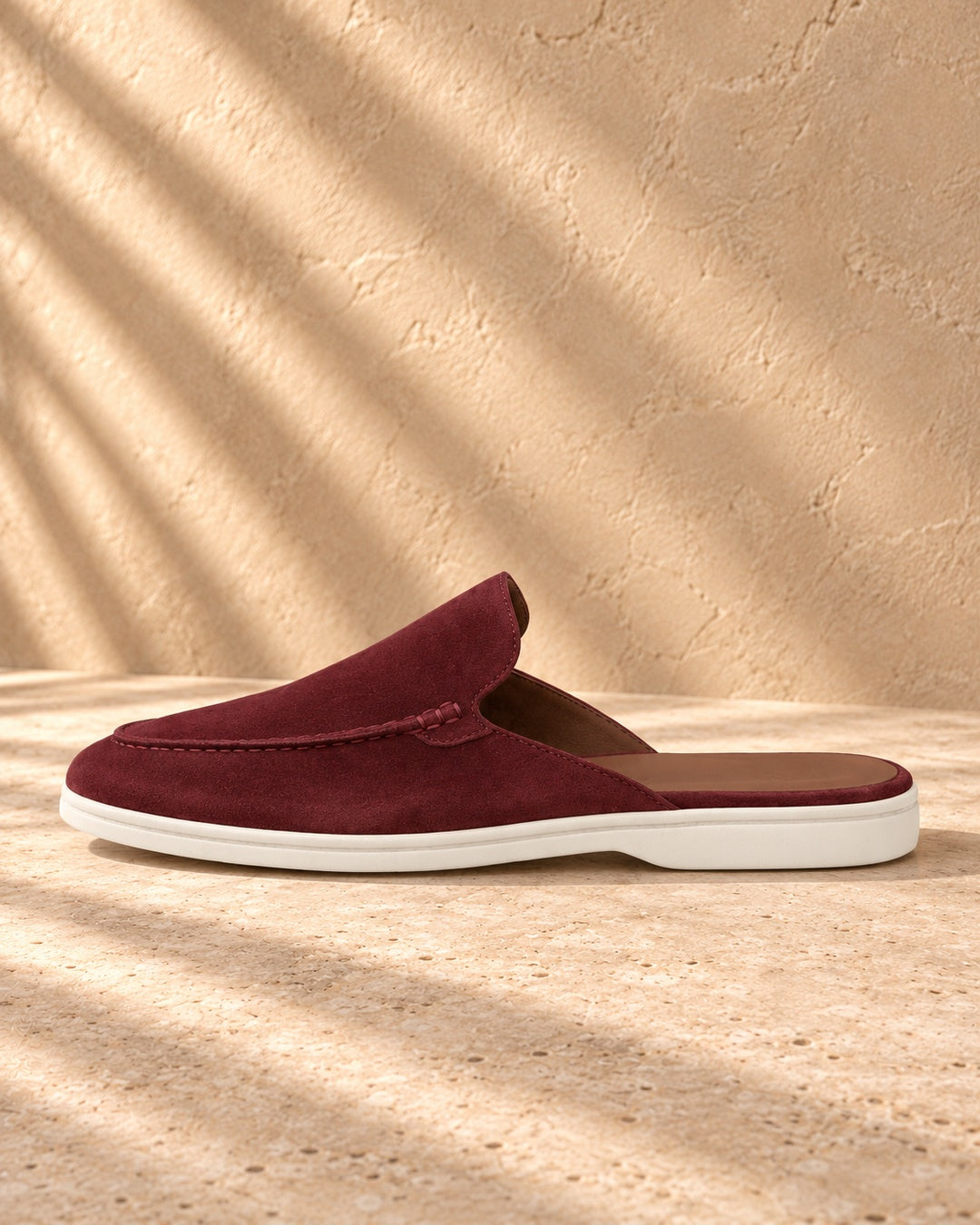 Rowan Burgundy Suede Mule Loafers - Burgundy