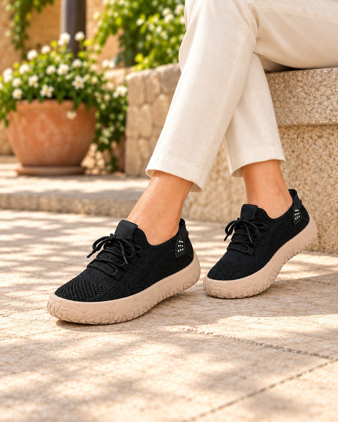 Lorraine Breathable Slip-On Walking Shoes - Black