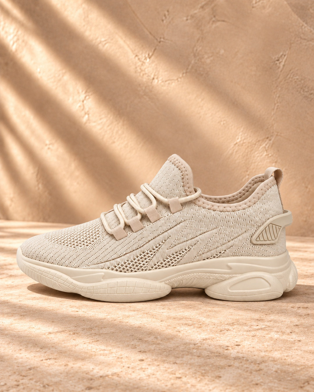Parker Hidden-Lift Knit Sneakers - Beige