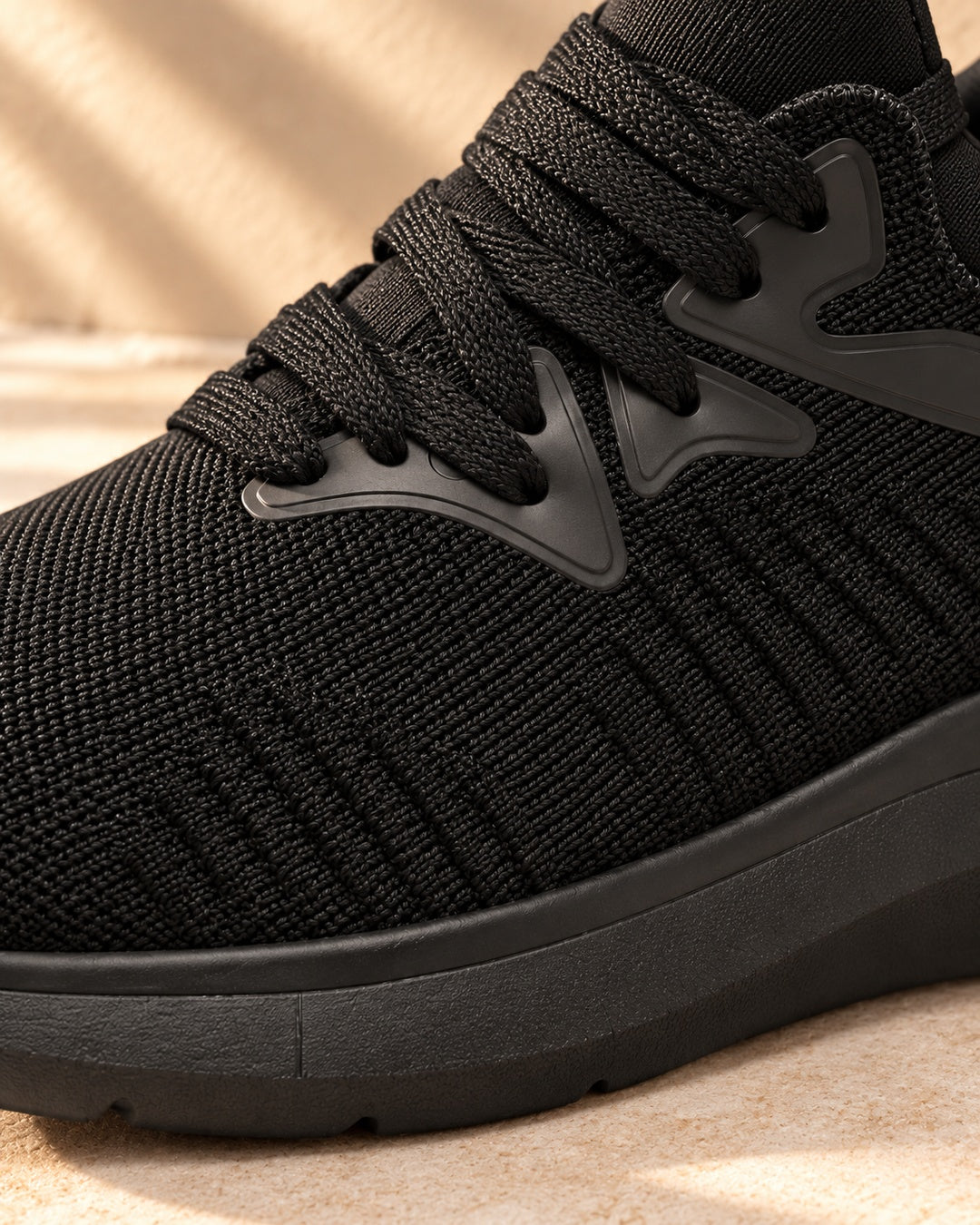 Devon Hidden-Lift Knit Sneakers - Black