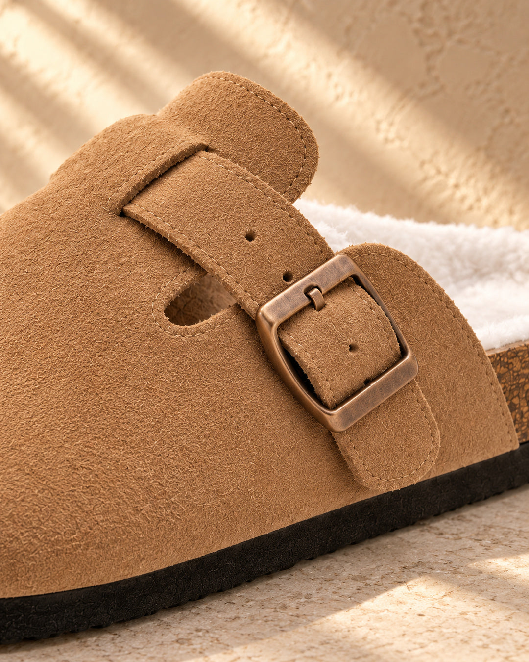 Celeste Faux-Fur-Lined Suede Clogs - Brown