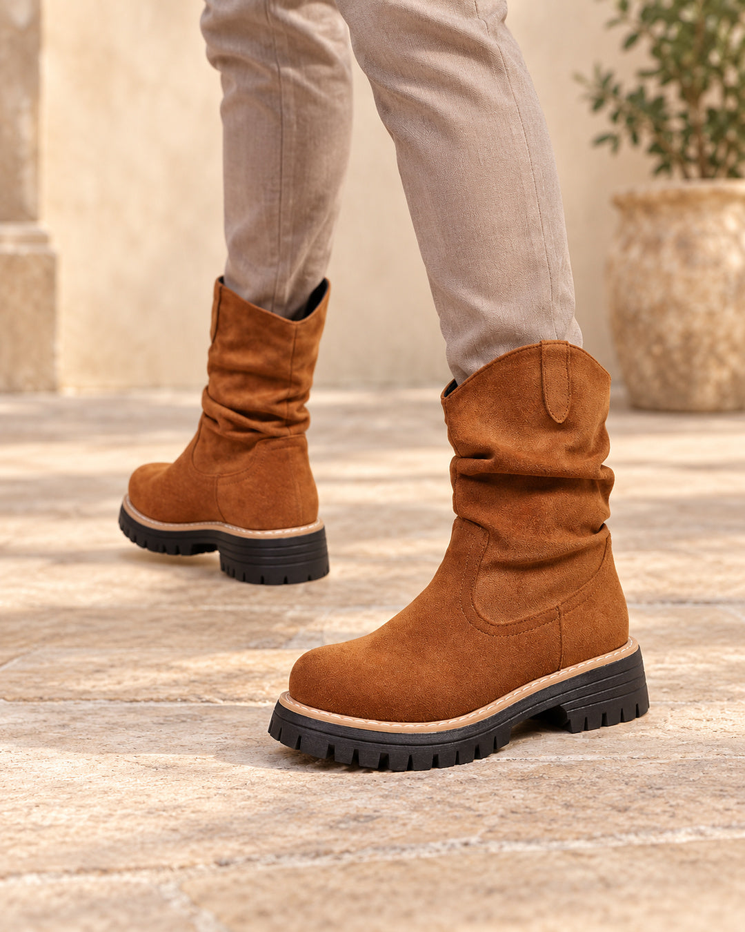 Rosalind Suede-Look Platform Combat Boots