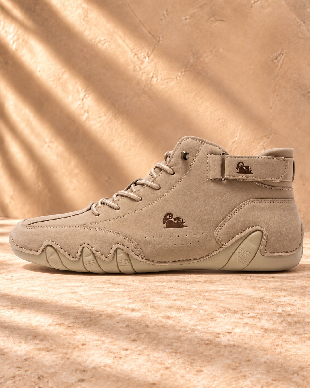 Arden Faux-Leather Lace-Up Ankle Boots - Beige