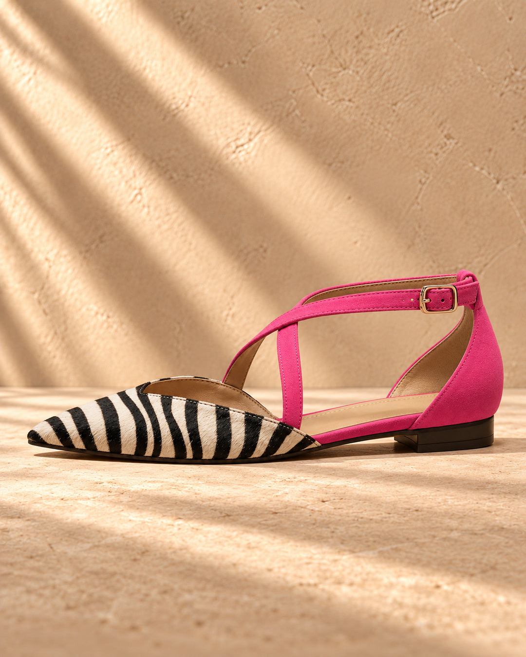 Fern Cross-Strap Pointed Flats - White