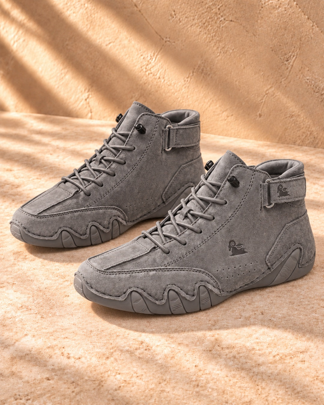 Arden Faux-Leather Lace-Up Ankle Boots - Gray