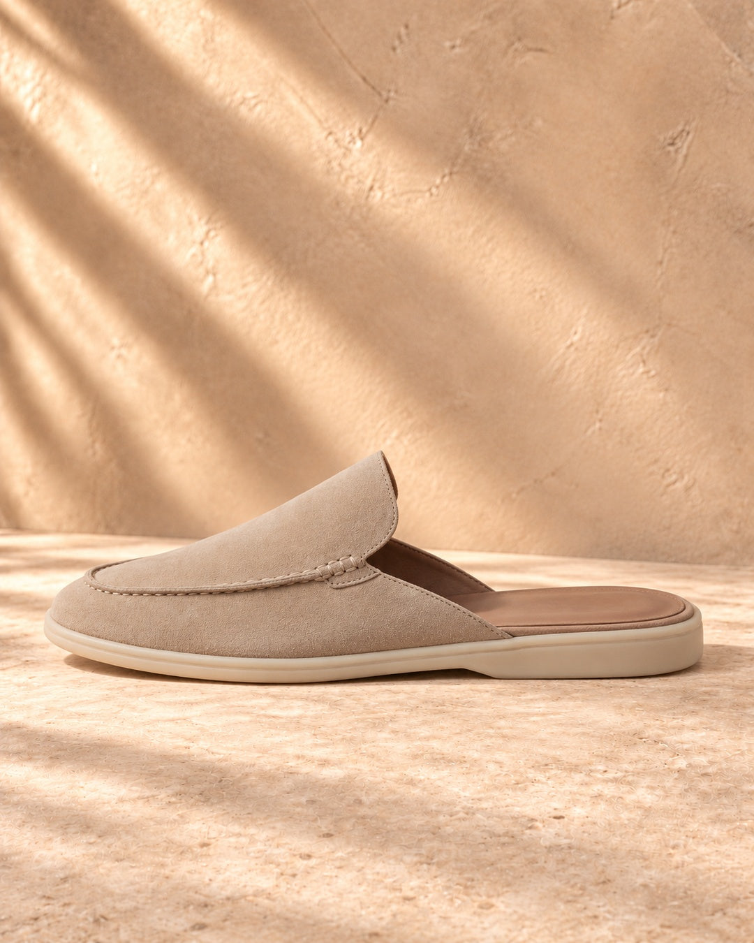 Morgan Beige Suede Mule Loafers - Beige