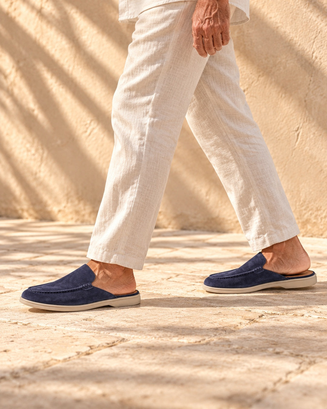 Jordan Navy Suede Mule Loafers - Navy