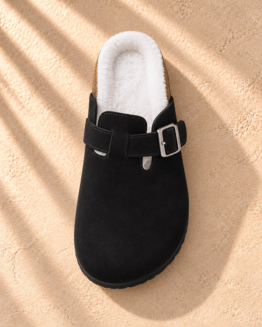 Celeste Faux-Fur-Lined Suede Clogs - Black