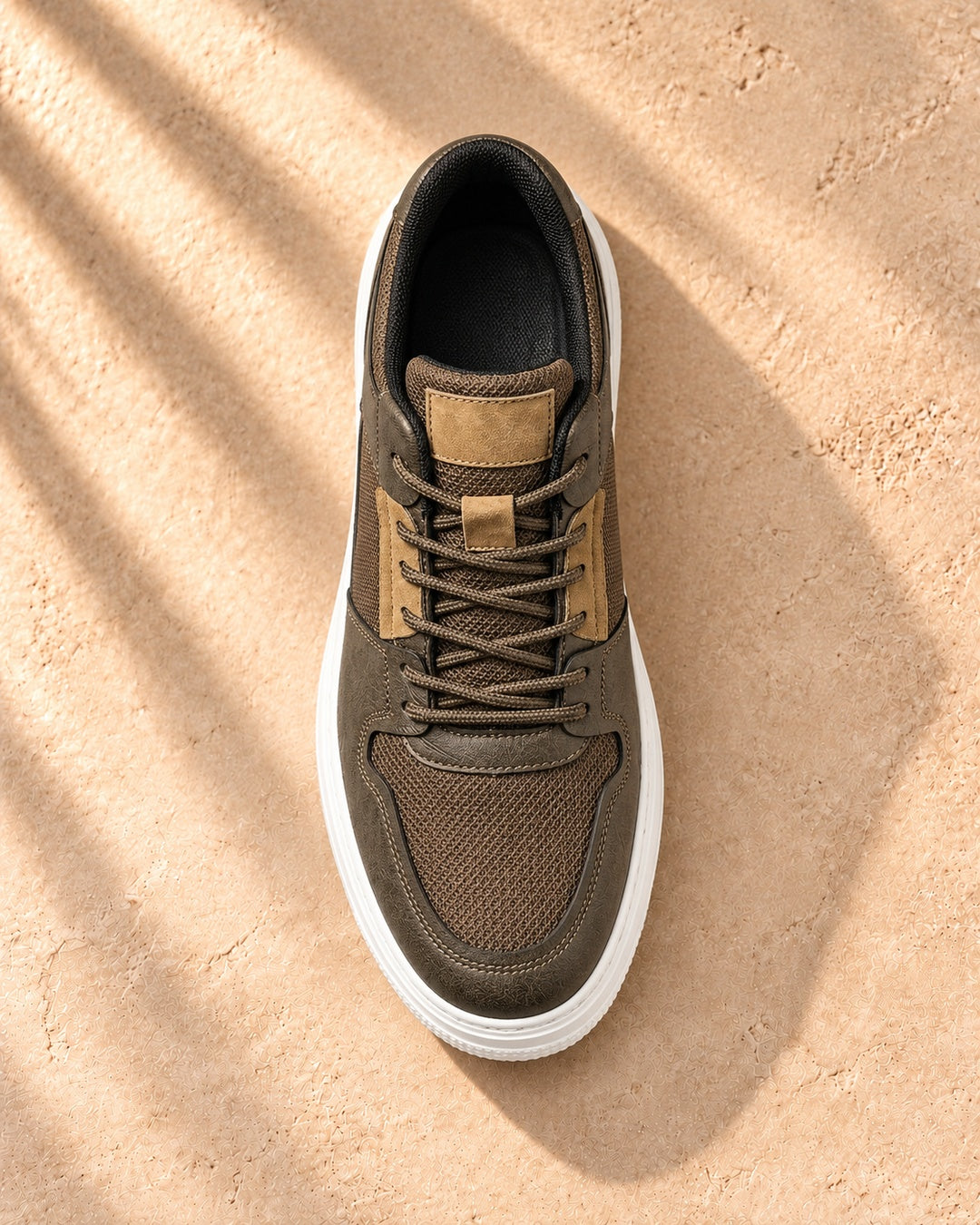 Emerson Mesh Hidden-Lift Sneakers - Brown