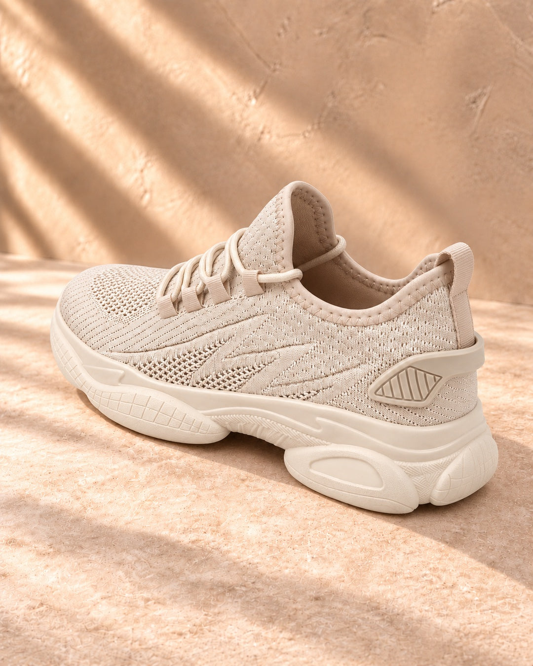 Parker Hidden-Lift Knit Sneakers - Beige