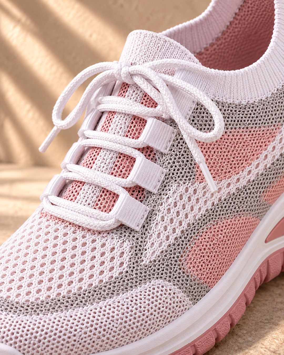 Beatrice Cushioned Lace-Up Comfort Sneakers - Pink