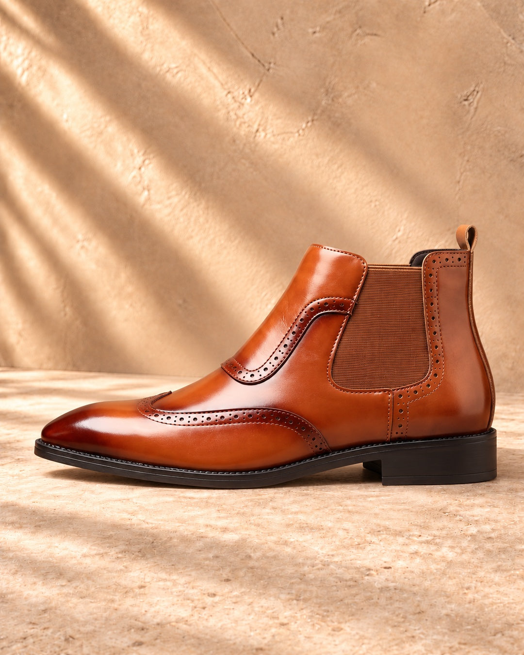 Jules Brogue Hidden-Lift Chelsea Boots - Light Brown