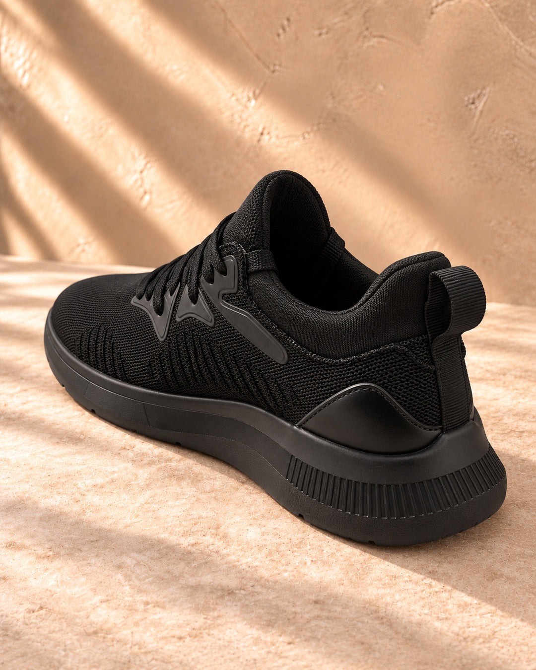 Devon Hidden-Lift Knit Sneakers - Black