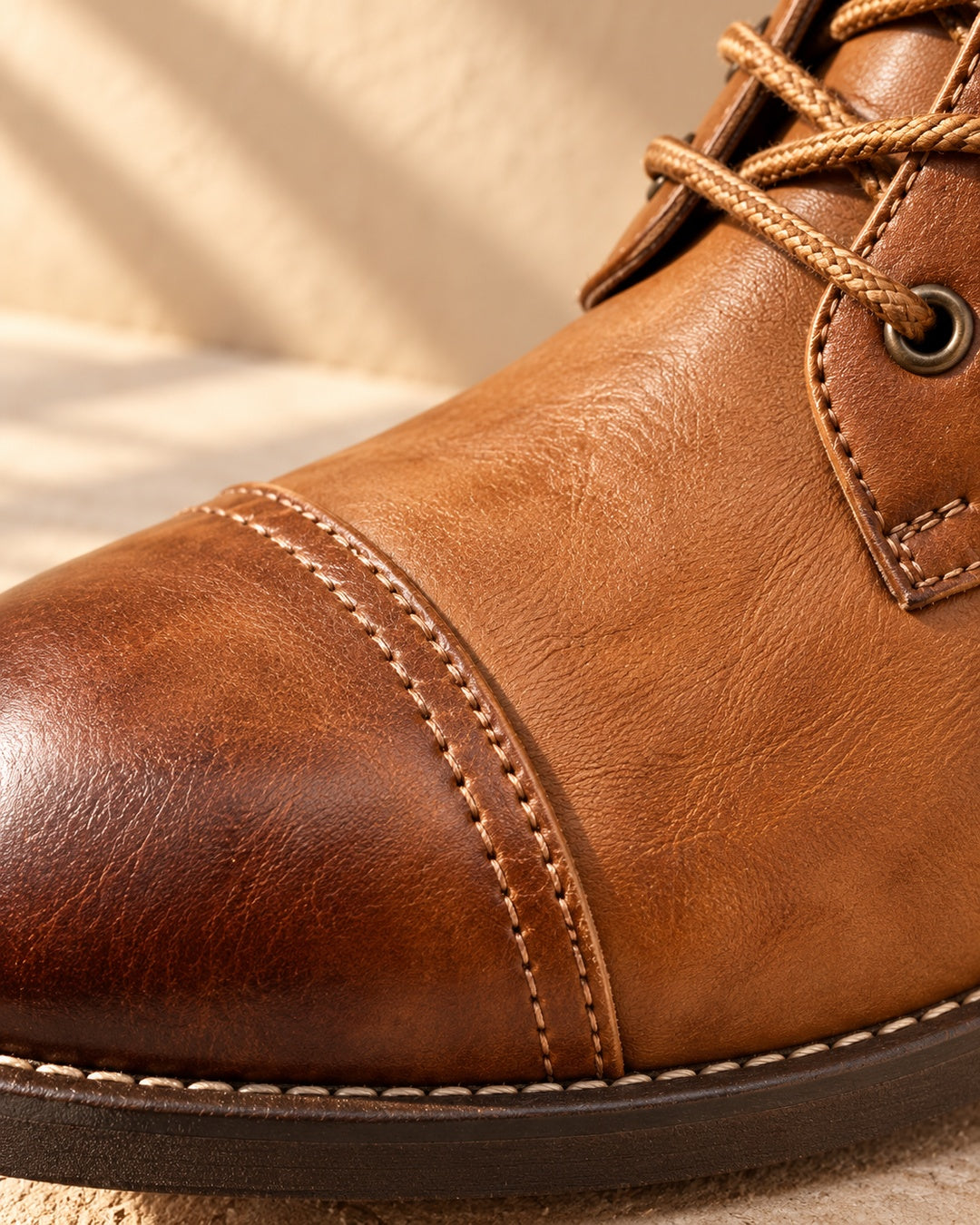 Quinn Cap-Toe Hidden-Lift Lace-Up Boots - Light Brown
