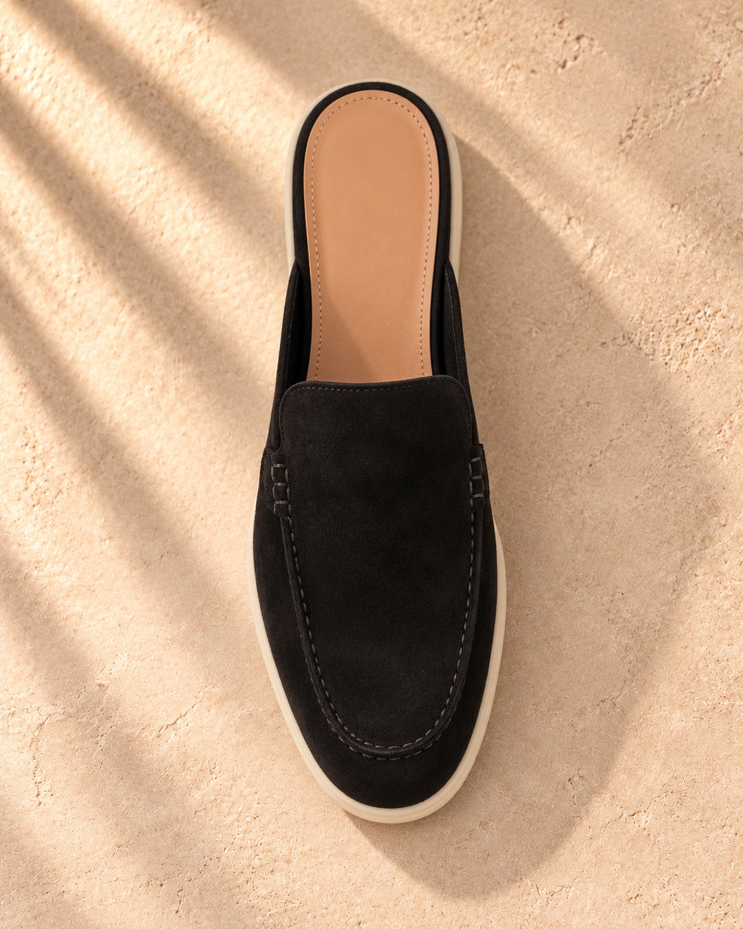 Riley Black Suede Mule Loafers - Black