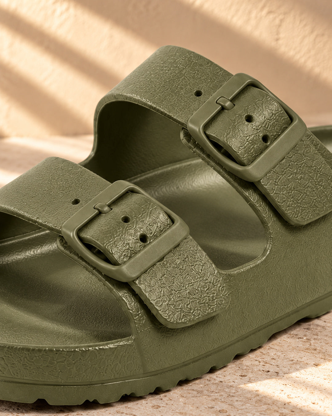 Bianca Double-Buckle EVA Sandals - Army Green