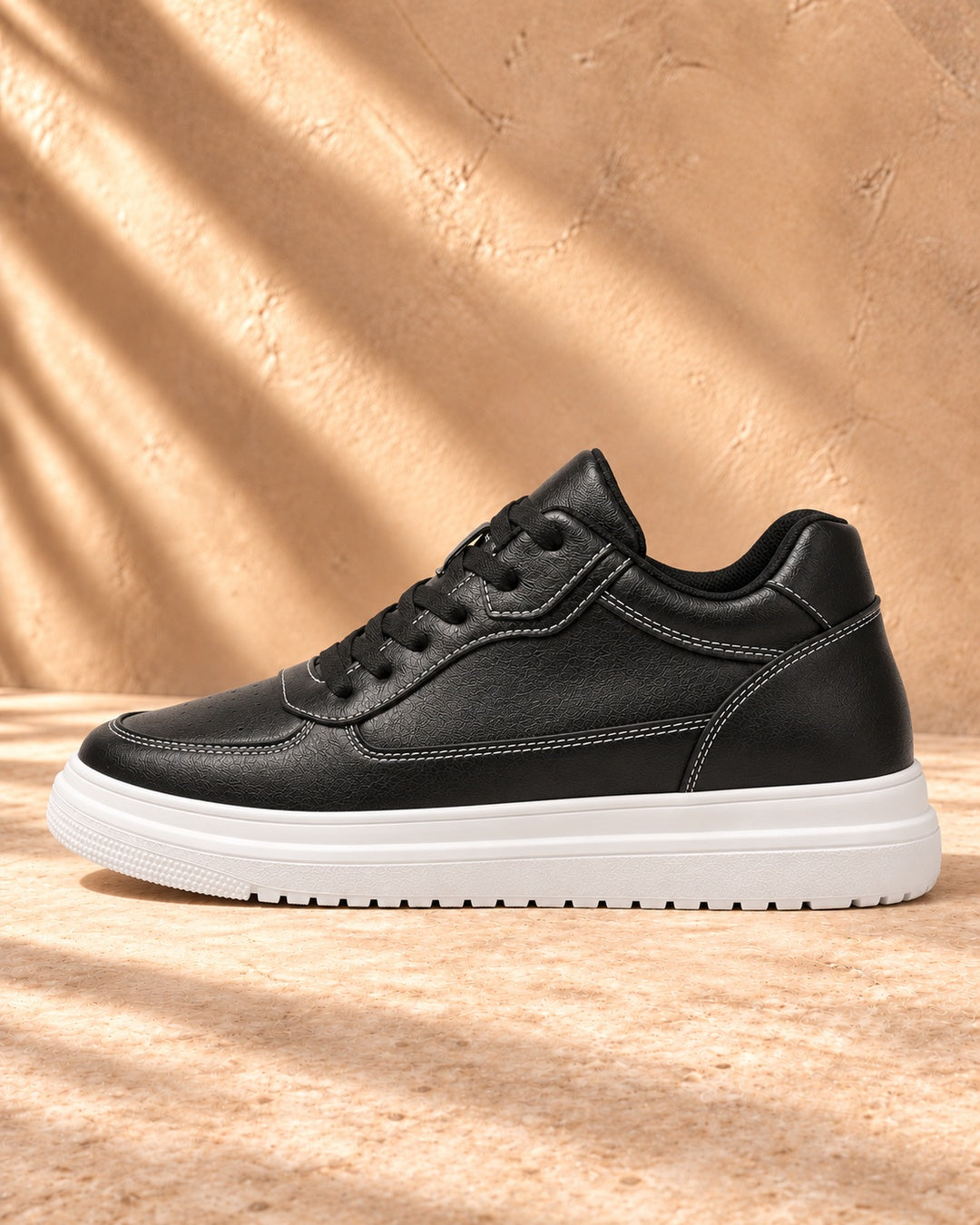 Blake Hidden-Lift Court Sneakers - Black