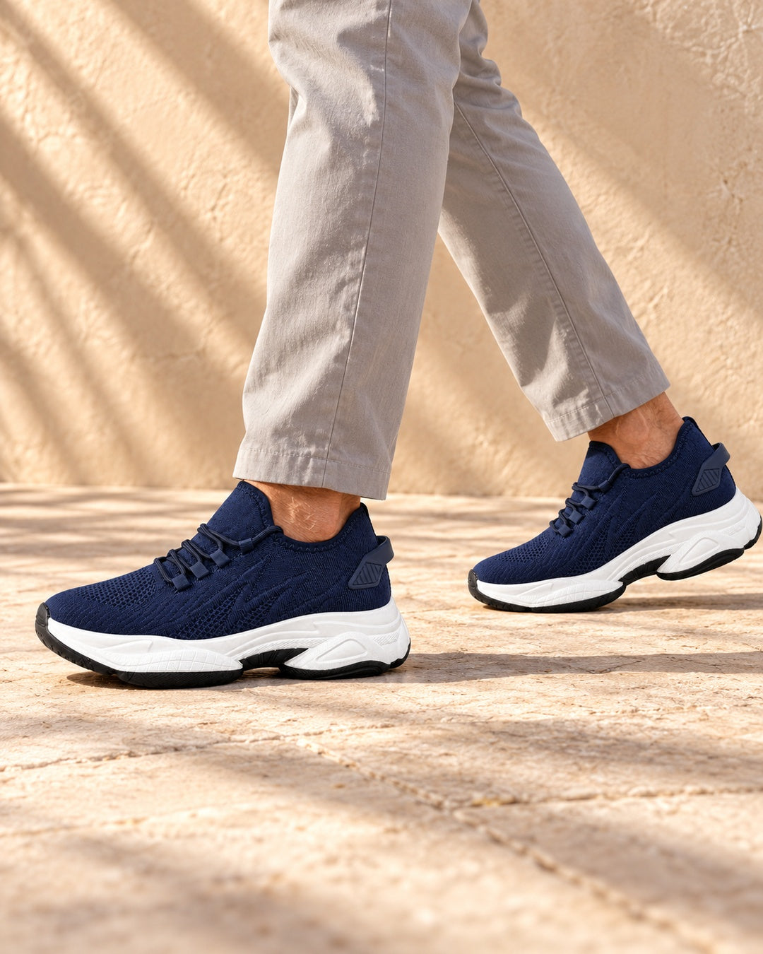Parker Hidden-Lift Knit Sneakers - Navy Blue